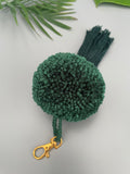 Oversized Green Wool Pom Pom Tassel Keychain 