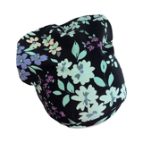 Black Floral Slouchy Elastic Beanie Hat Women