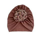 Brown Top Knot Turban Head Wrap for Women