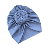 Chain Knot Lined Blue Turban Head Wrap