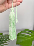 Large Light Green Summer Tassel with Braided String for Beach Bags