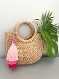 Pink Three Tassel Purse Bag Keychain