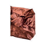 Brown Top Knot Crushed Velvet Headband for Women