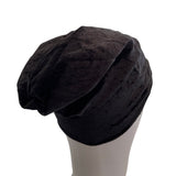 Black Slouchy Velvet Beanie Hat with Cotton Lining