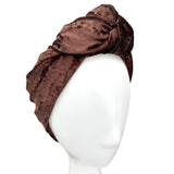 Brown Top Knot Crushed Velvet Headband for Women