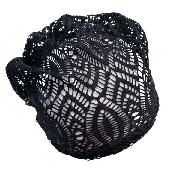 Black Lace Slouchy Fashion Beanie Cap