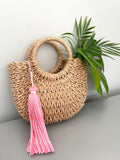 Ombre Pink Large Cotton Tassel Keyring with Rose Gold Lobster Clasp