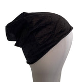 Black Slouchy Velvet Beanie Hat with Cotton Lining