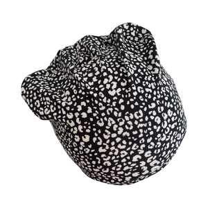 Black and White Cheetah Print Beanie Hat 