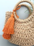 Burnt Orange Tiered Tassel Purse Zipper Keychain Charm