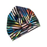 Black and White Striped Floral Turban Head Wrap for Women