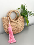 Ombre Pink Large Cotton Tassel Keyring with Rose Gold Lobster Clasp