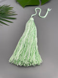 Large Light Green Summer Tassel with Braided String for Beach Bags