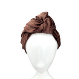 Brown Top Knot Crushed Velvet Headband for Women