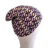 Colourful Geometric Print Cotton Beanie Hat