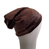 Brown Velvet Slouchy Beanie Hat for Women