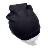 Black Elastic Jersey Beanie Cap for Men and Women