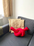 Red Scandi Knot Boucle Cushion