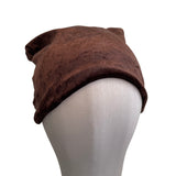 Brown Velvet Slouchy Beanie Hat for Women