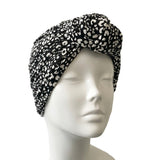 Black Leopard Print Hair Turban for Women