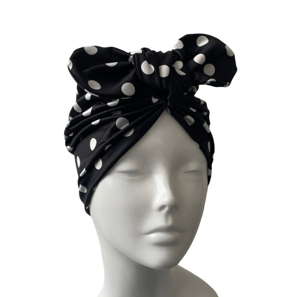 Black Polka Dot Vintage Style Turban