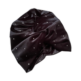 Silver Studded Black Velvet Twisted Turban Hat