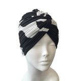 Black and White Colour Block Twisted Turban Hat