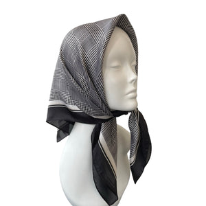 Black and White Square Satin Scarf 70cm