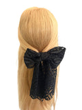 Black lace hair bow French barrette clip
