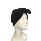 Black Velvet Vintage Style Bow Turban