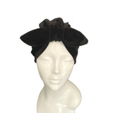 Black Velvet Vintage Style Bow Turban