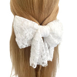 White Lace Bridal Wedding Hair Bow Clip