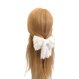 White Lace Bridal Wedding Hair Bow Clip