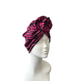Bright Pink Rosette Pre Tied Turban