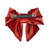 Luxury burnt orange velvet hair bow barrette