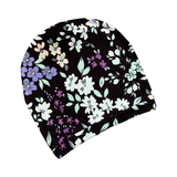 Black Floral Slouchy Elastic Beanie Hat Women