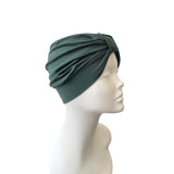 Casual Bottle Green Turban Hat