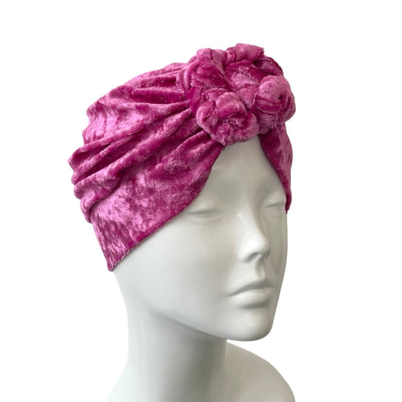Cerise Pink Crushed Velvet Head Wrap