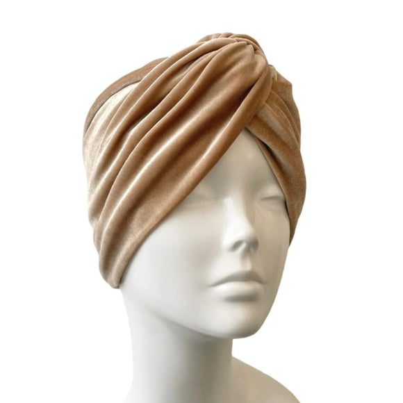 Champagne Velvet Vintage Style Turban