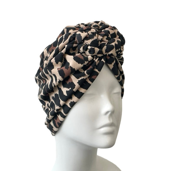 Cheetah Animal Print Retro Knot Turban Hat 