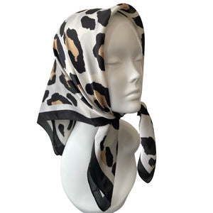 Cheetah Print Silk Feeling Square Satin Scarf 70cm