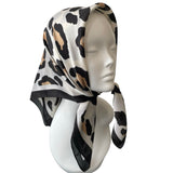 Cheetah Print Silk Feeling Square Satin Scarf 70cm