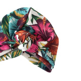 Colorful floral headband on a white background