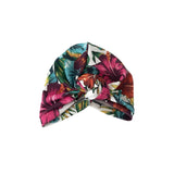 Colorful tropical leaf patterned headscarf on a white background ireland