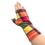 Cosy green and yellow tartan fingerless gloves ireland