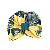 Tropical print front knot turban for women