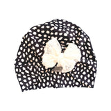 Black and White SPF 50 Dotted Summer Bow Turban Hat