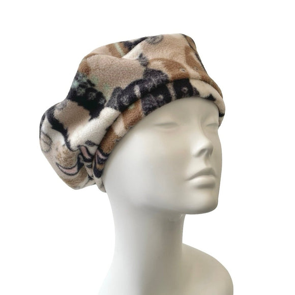 Dog Print Vintage Style Fashion Fleece Beret