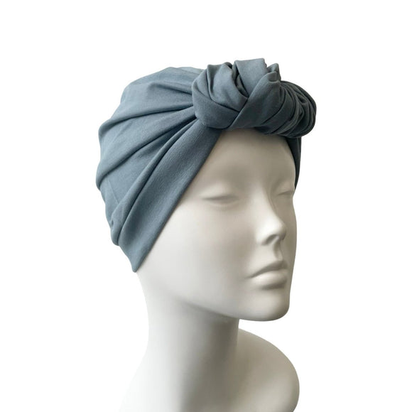 Dusky Blue Cotton Vintage Turban Hat
