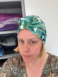 Ready Made Adult Leaf Print SPF 50 Hair Care Head Scarf Hair Turban